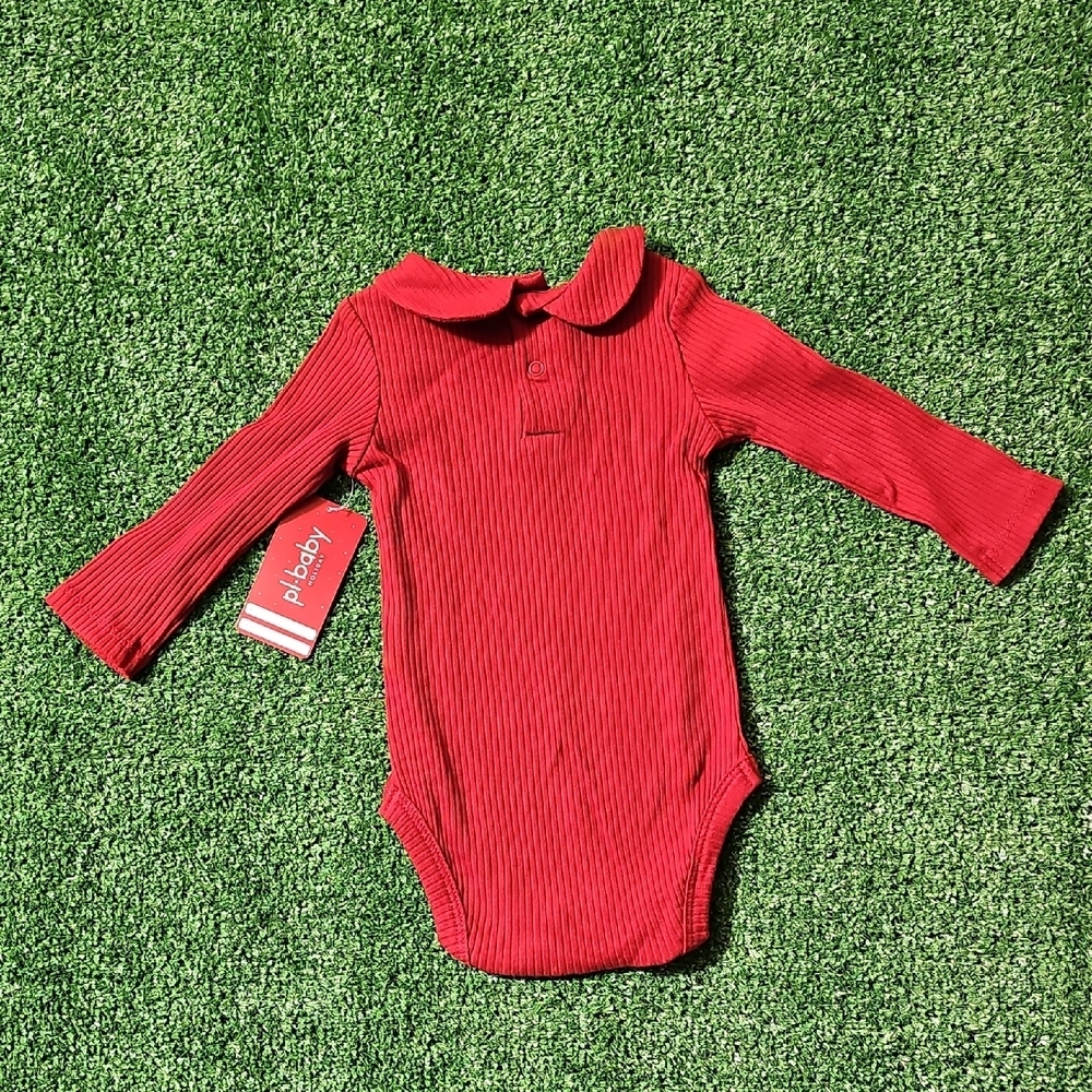 Red Long Sleeve Baby Girl Onesie - Picture 3 of 3